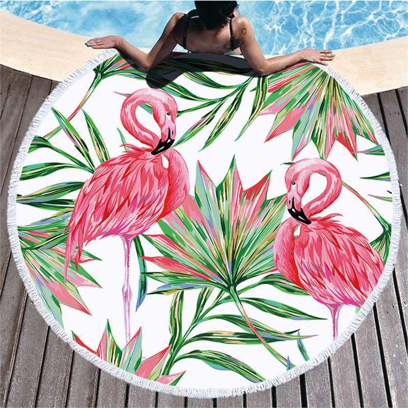 Seria Flamingi Ultra-Delikatne Włókno Ręcznik Plażowy i Mata Wewnętrzna/Zewnętrzna