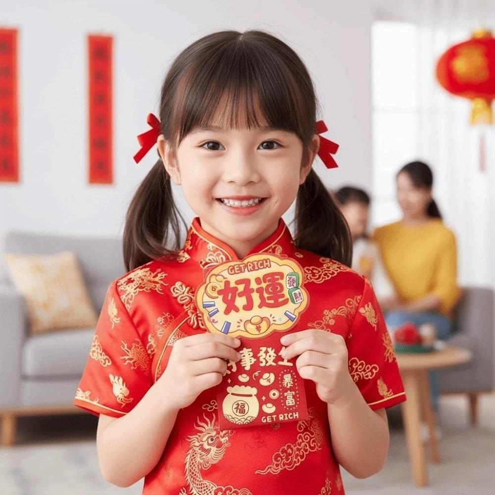 6pcs Year of The Horse Children's Money Bag Cartoon God of Wealth Red Pocket  Birthday