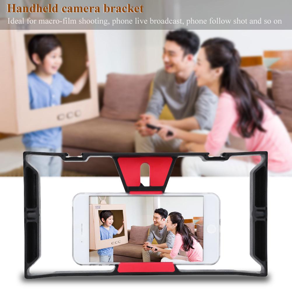 Portable Dual Hanlde Handheld Phone Adjustable Stabilizer Support Recording Rig