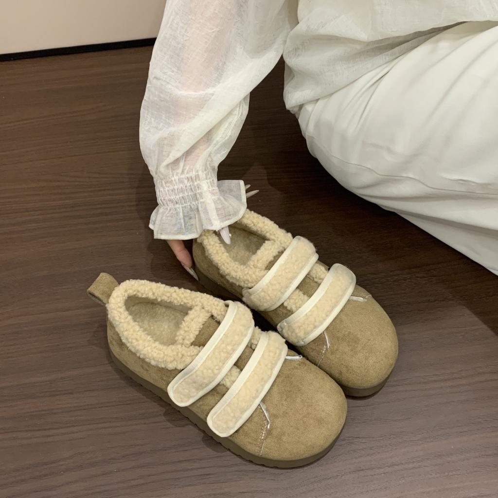 Women's Large Size Soft Sole Autumn and Winter Warm Fur One Snow Boots Fluffy Lined Non-slip Hiking Casual Sports Cotton Boots Fur Shoes