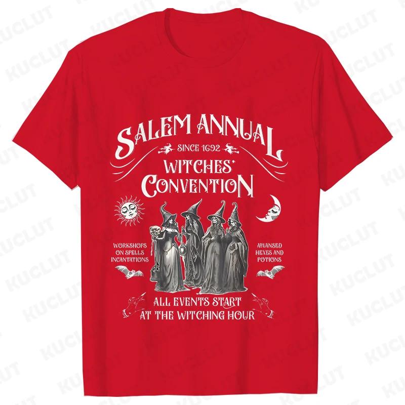 Salem Witch TShirts for Women Vintage Funny Halloween T Shirts Short Sleeve Loose Trendy Spooky Season Graphic Tees Retro Tops