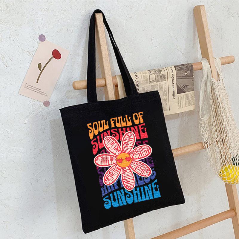 Floral Print Canvas Bag Casual Handbag Women Large Capacity