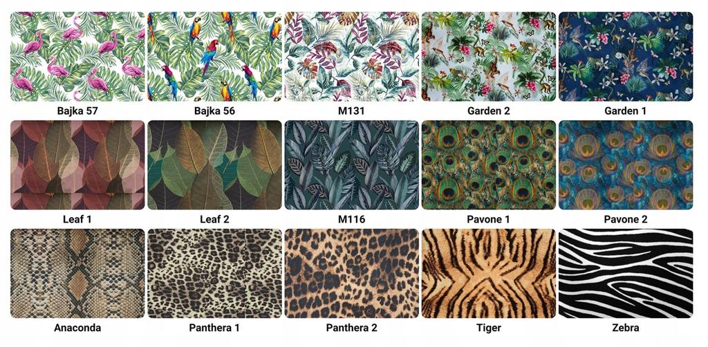 Fotel skandynawski Luna Print uszak muszelka Family meble monstera czarno złota