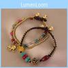 Creative Double Design Layer Braided Rope Bracelet With Cute Charm Elephant