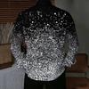Chemise Homme à Col Jaune Imprimé Cachemire Diamant Floral Multicolore Manches Longues Boutonnée