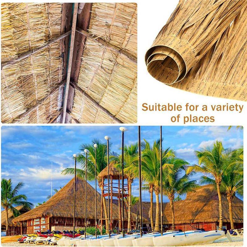 2Pcsthatch Roofing Artificial Palm Thatch Rolls For Outdoor Hawaiian Party Decor For Tiki Bars, Parties, Gardens & Fences