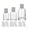 30/50/100ml Klare zylindrische Glasparfümflasche, Leerer Drucksprühzerstäuber, Nachfüllbarer Reise-Probenbehälter