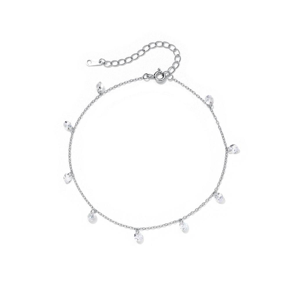 925 Sterling Silver Sweet Tassel Zircon Anklet for Women Korean Exquisite Elegant Summer Foot Accessories Gift