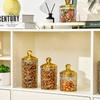 1PC Multifunctional Storage Tank Light Retro Pattern Transparent Sealed Jar Luxury Golden Lid Candy Coffee Bean Storing Jar