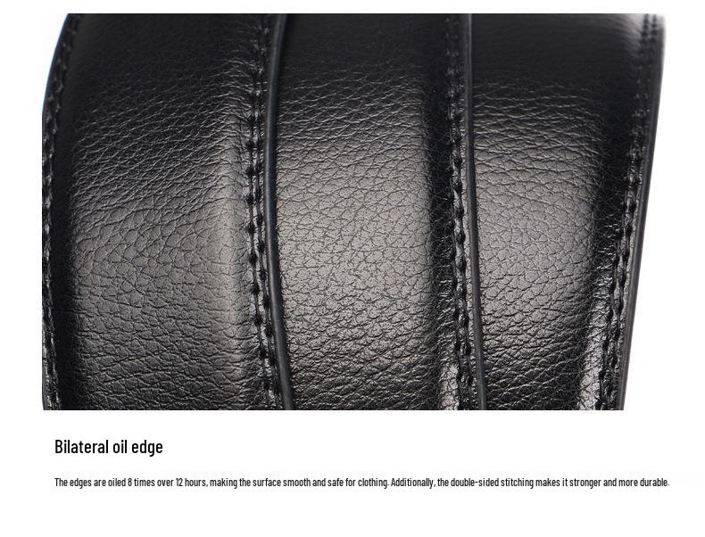 Men's Casual Anti-Pull 3.5 Automatic Buckle Two-Layer Cowhide Belt