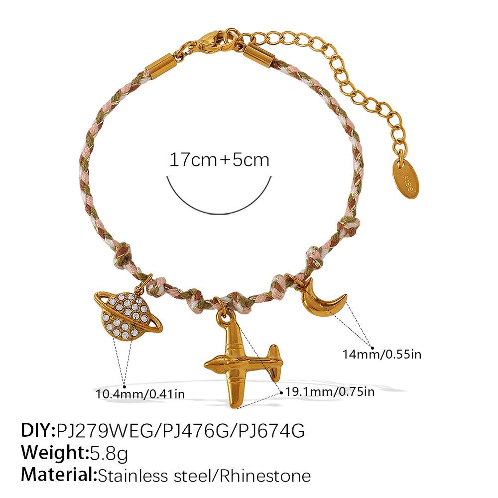 Vintage seaside style DIY freshwater pearl pendant bracelet stainless steel gold-plated ceramic pendant necklace female