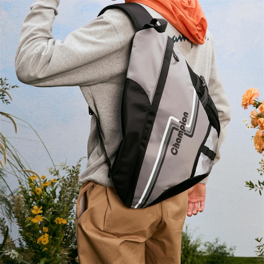 New Champion Fabric Sling Bag, Crossbody Bag Regular Unisex Smoke Gray & Black U5AACPU44