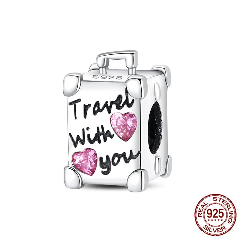 Luggage Airplane Passport Three-Piece Setcopper Charms Fitoriginal Bracelet Jewelry Making For Women Gift