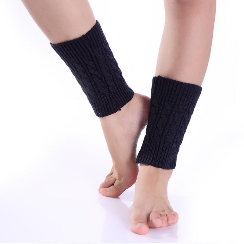 Women Winter Cable Knitted Leg Warmers Socks Solid Color Twist Braided Crochet Pattern Short Boot Cuffs Cover Toppers