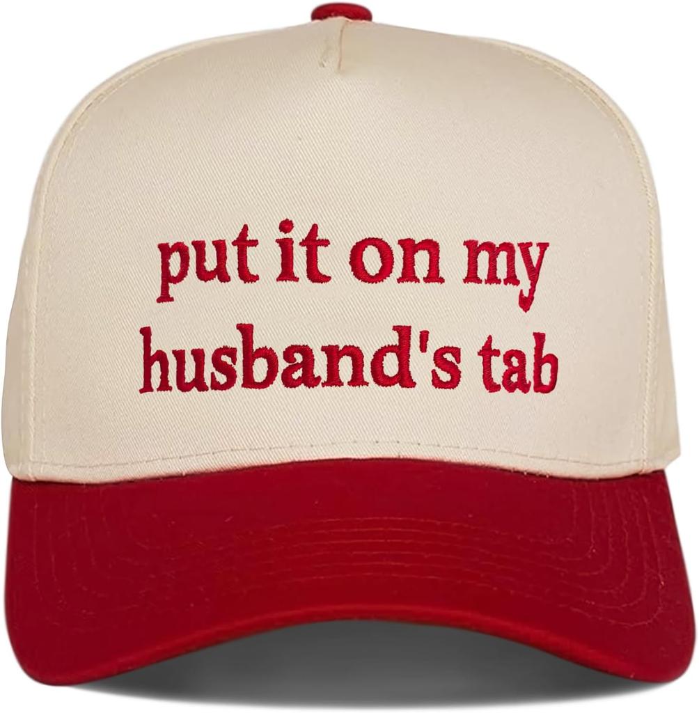 Put It On My Husband'S Tab Funny Trucker Hats Women Vintage Adjustable Baseball Cap Embroidery Fashion Trucker Hat