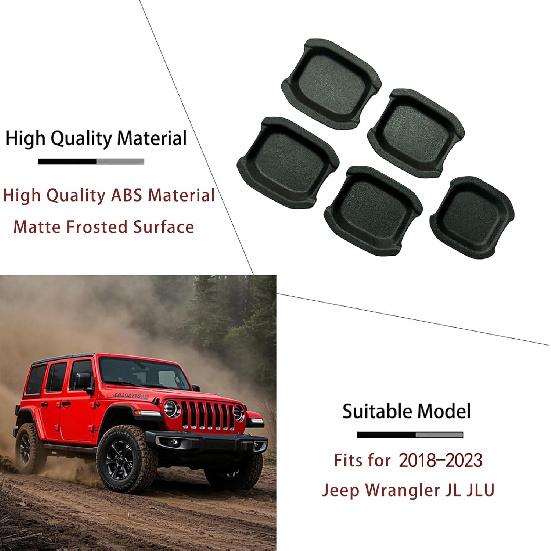 LIUQING Door Handle Bowl Cover Trim for 2018-2023 2024 2025 Jeep Wrangler JL JLU & Jeep Gladiator JT 4 Doors Exterior Accessories Door Bowl Scratch