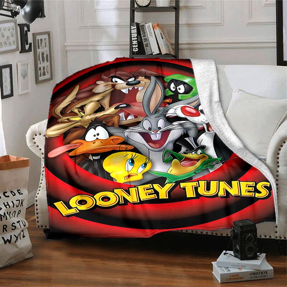1pc Cartoon Character Looney Tunes Flannel Throw Blanket - Lightweight Soft Warm All-Season Blanket for Sofa, Bed, Travel, Camping  L1029078