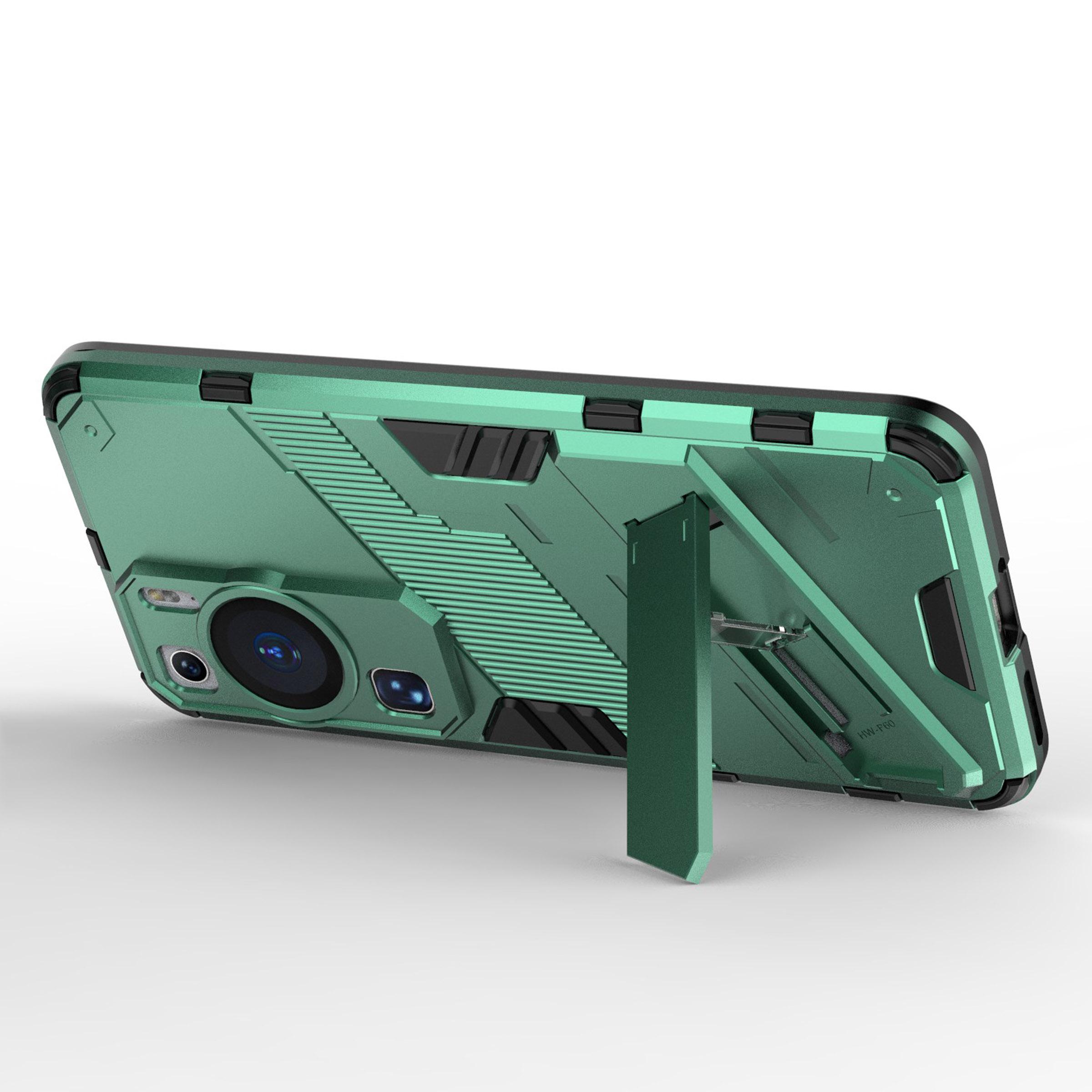 

For Huawei P60 TPU+PC Phone Case Kickstand Protective Phone Cover Green