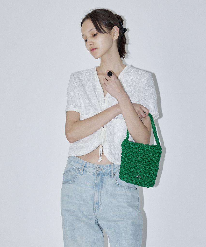 En Or Weaving Square Bag Mini - Green
