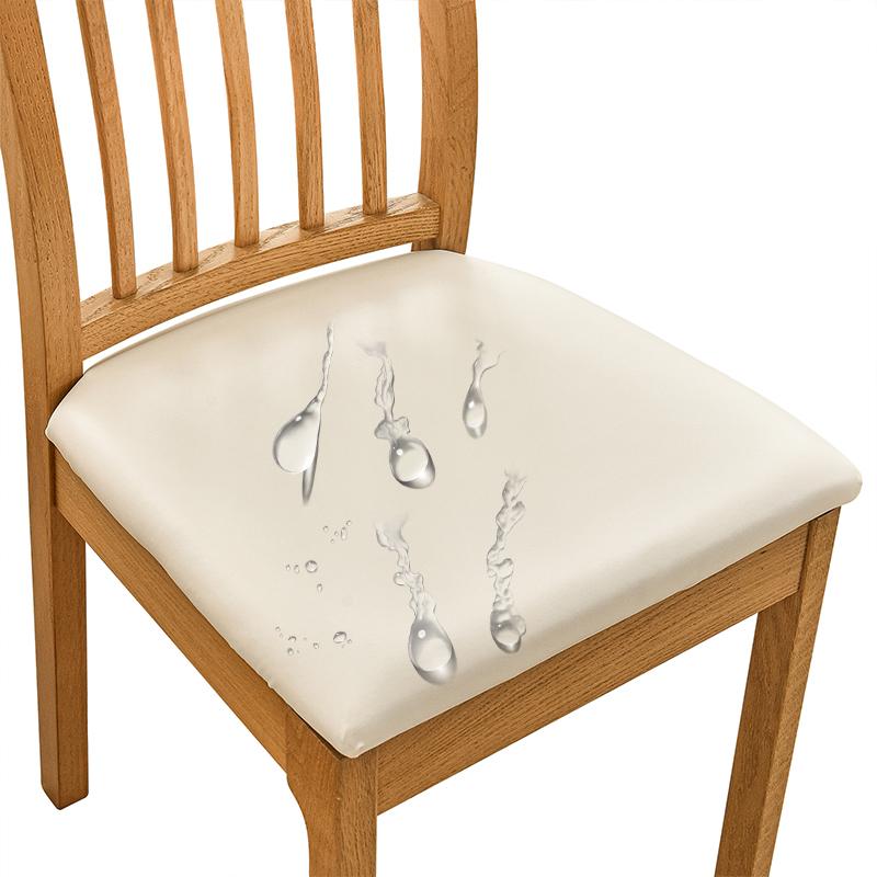 PU Leather Square Chair Cushion Cover Waterproof Kitchen Dining Seat Slipcovers Removable Dining Room Chair Seat Cushion Covers