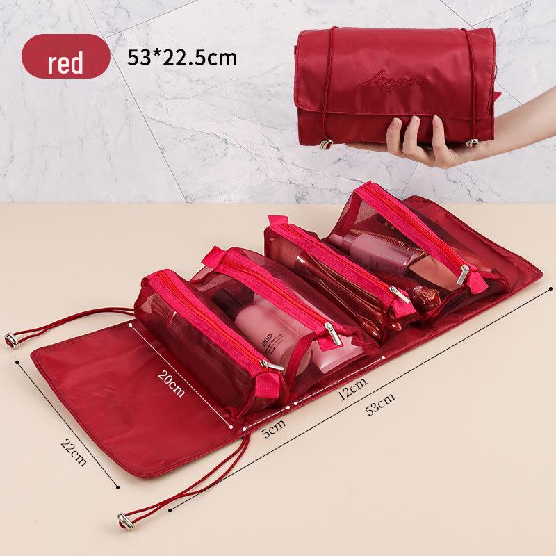 4-in-1 Detachable Makeup Bag: Multifunctional, Foldable, Minimalist Travel Cosmetic & Toiletry Organizer for Women