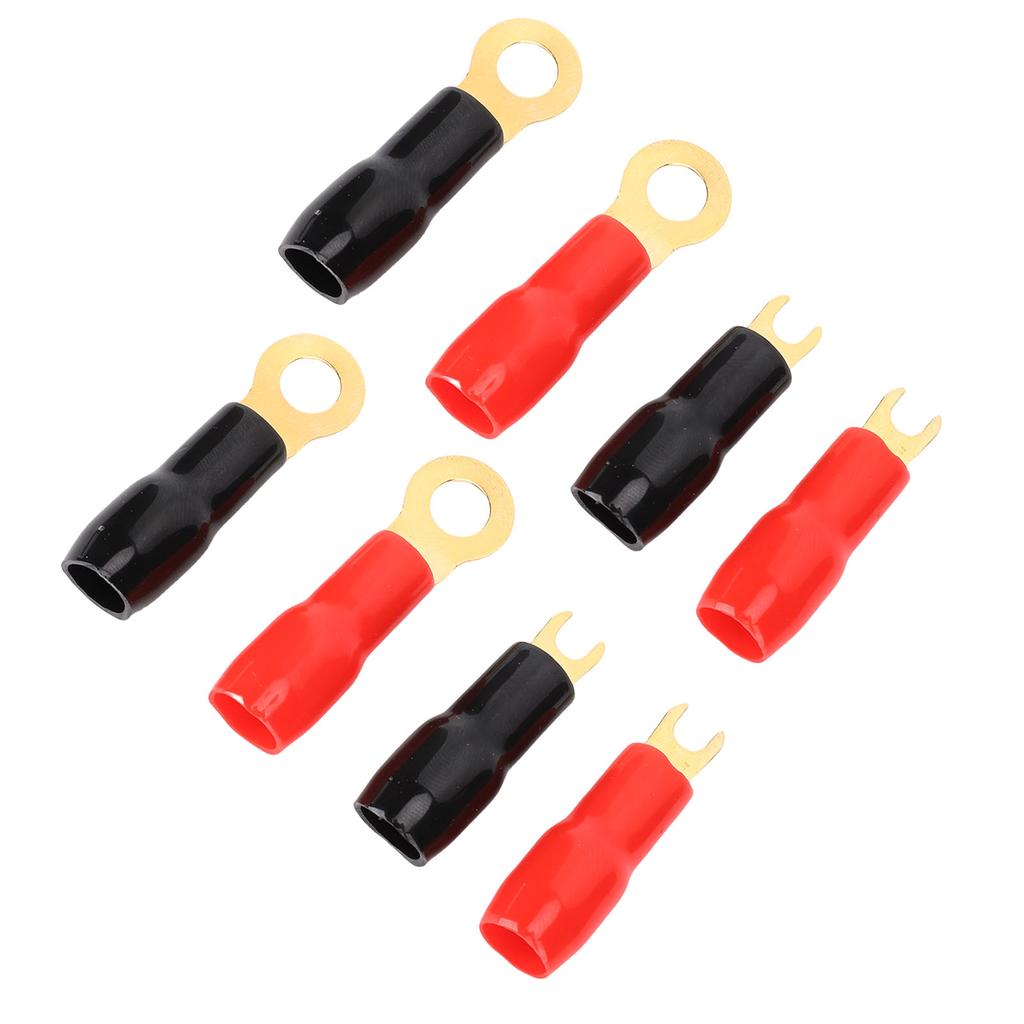 4 Gauge Streifen Gabelklemmen Gabel-Adapter Stecker Schwarz Rot Kupfer Crimpverbinder