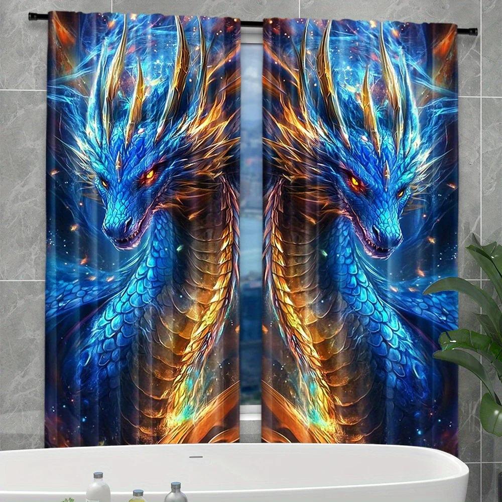 Dragon Totem Printed Curtains Pole Bag Bedroom Living Room Home Decoration Curtain For Area Made Of Polyester