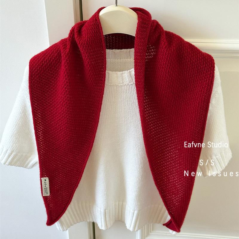 Triangulär scarf nackskydd Australisk kashmirull sjal Dam enkel nackskydd Varm stickad liten scarf