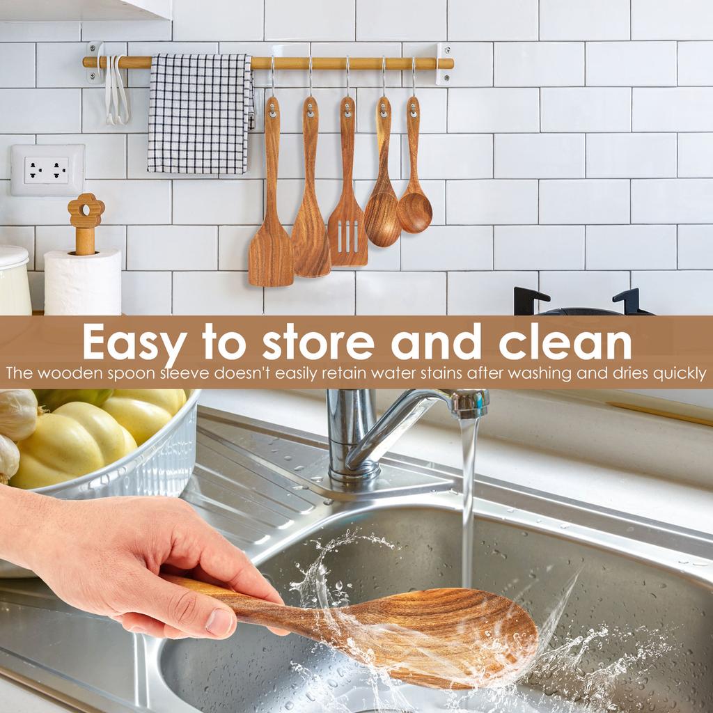 4/5/7Pcs Wooden Spatula Wooden Utensil Set Nonstick Cooking Utensil Set High Temperature Resistant Soup Spoon for Kitchen Gadget