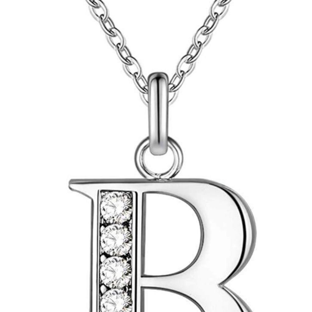 Necklace B Letter Design Fashionable Style Titanium Steel Rhinestones Jewelry Necklace for Daily Use