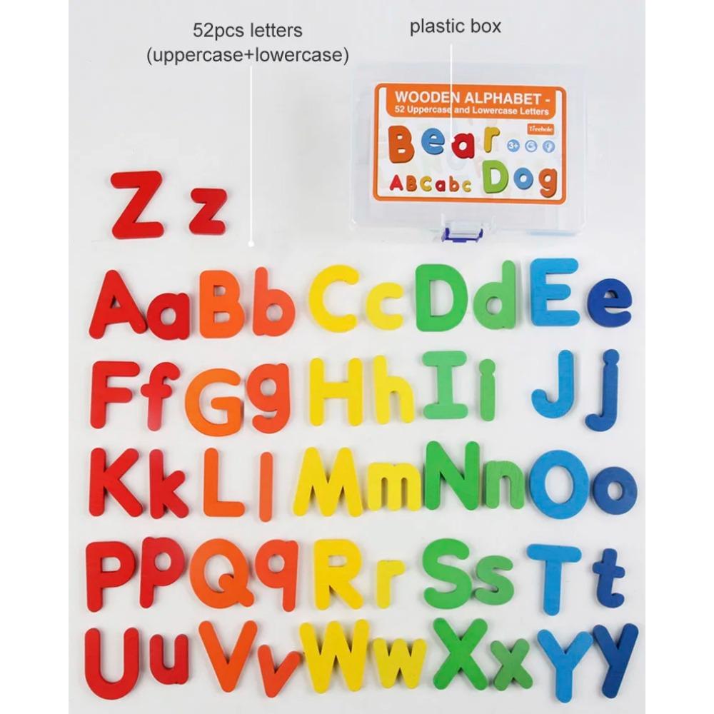 Set Montessori din Lemn cu Litere Engleze pentru Copii Litere Majuscule și Minuscule Jocuri Cognitive de Alfabetizare și Cuvinte Jucării Educaționale pentru Învățare Timpurie