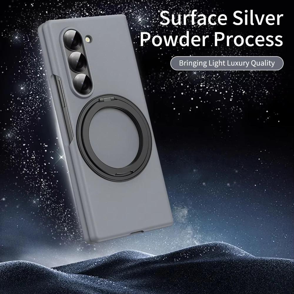 360°Ring Metal Holder Skin Feel Matte Case for Samsung Galaxy Z Fold 7 6 5 4 3 Magsafe Magnetic Wireless Charging Bracket Cover