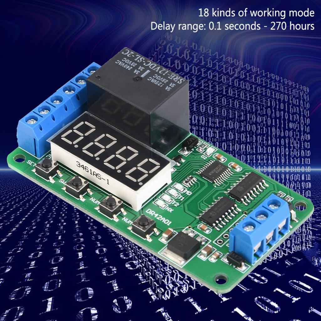 12V Zweikanal Multifunktionales DPDT Verzögerungszeitrelais Zeitschalter DR42A01