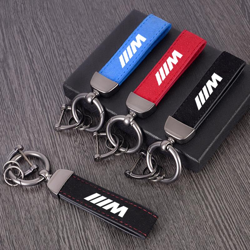 Car Keychain Key Ring Men Women Suede Leather Luxury Keyring For BMW M Power Performance M3 M5 X1 X3 X5 X6 E46 E39 E36 E60 E90 fsbm73