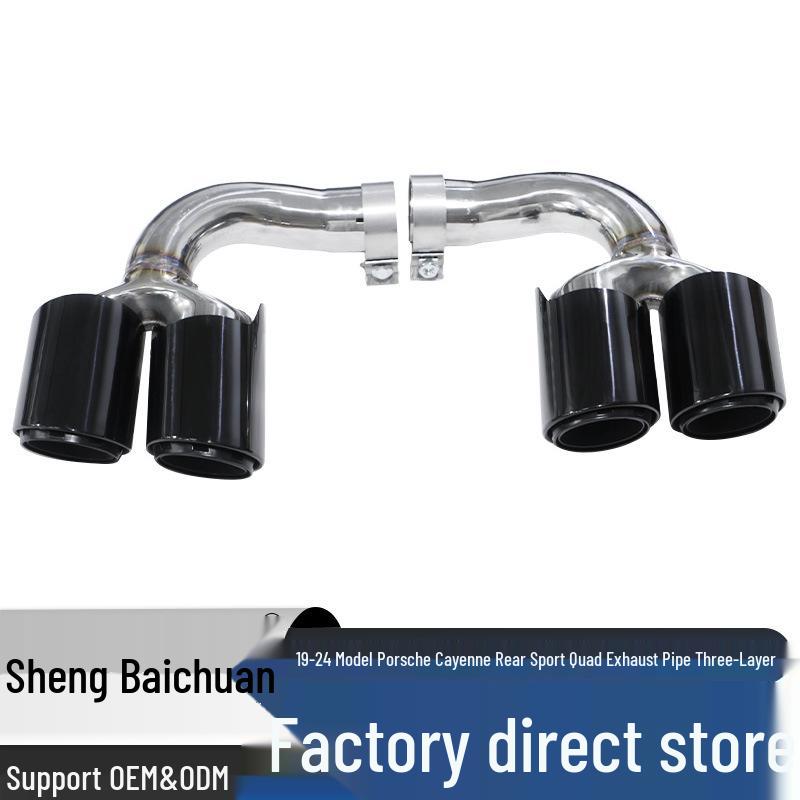 

Black Quad-Tip Stainless Steel Exhaust for 2018-2024 Porsche Cayenne Modified exhaust pipe