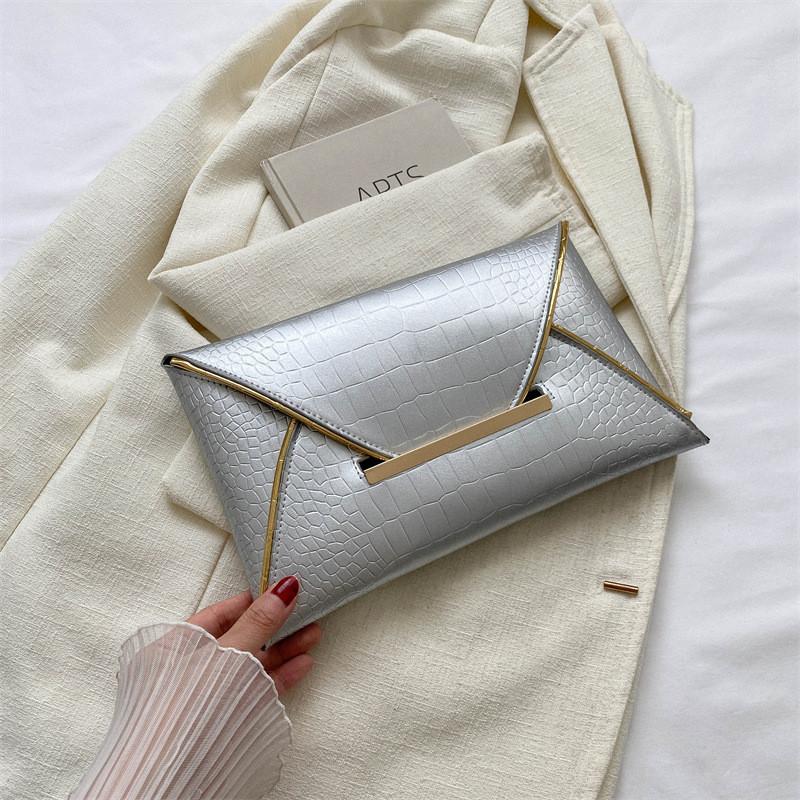 Trendige Schwarz-Gold PU Umschlag-Clutch-Tasche für Damen Stylisches Sommerparty-Accessoire
