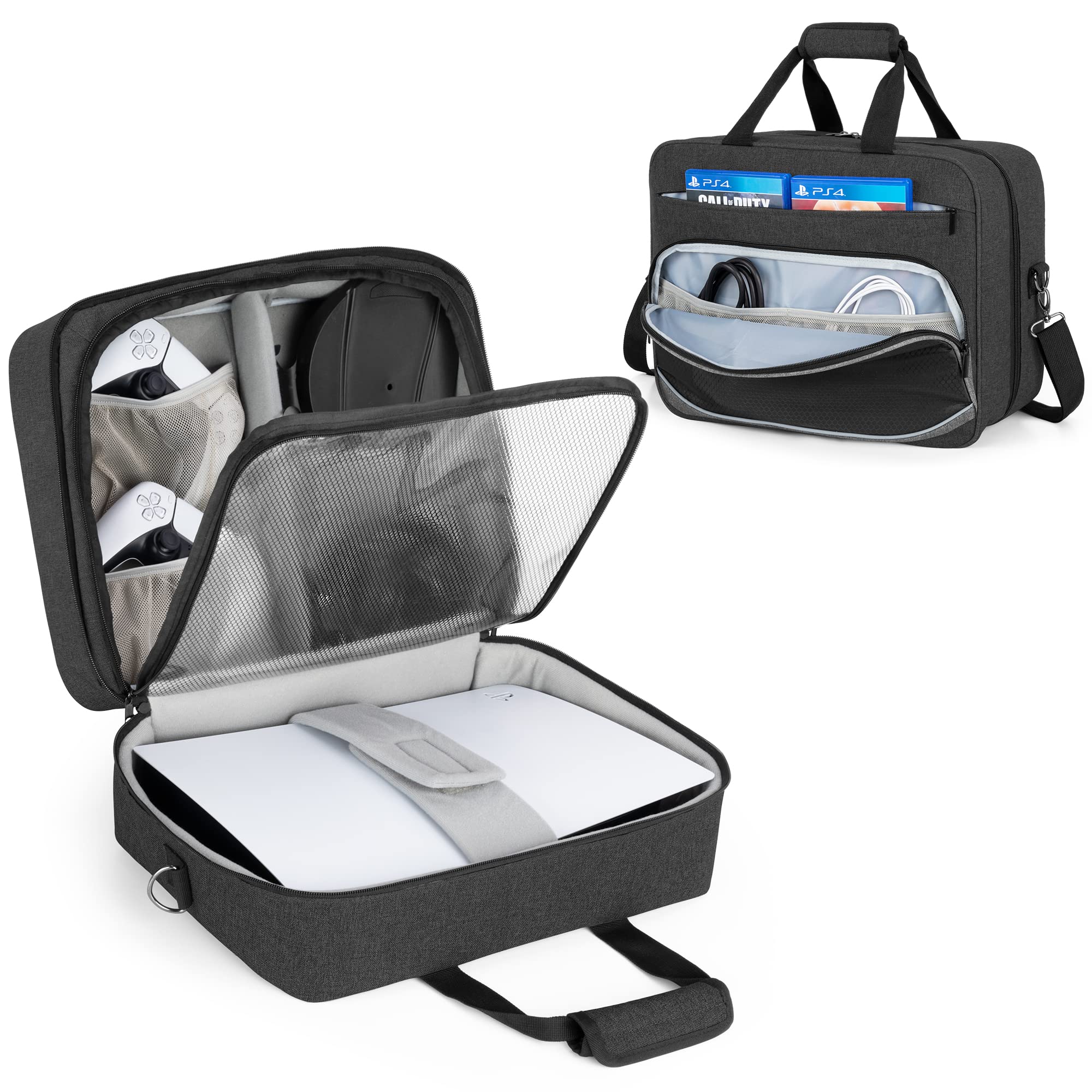 

Trunab PS5 Storage PS5 Storage Carrying Large Dustproof Bag, Case, Multi-Functional, PS5/PS4 Bag, Capacity, Portable, Shockproof, (Black) чорний