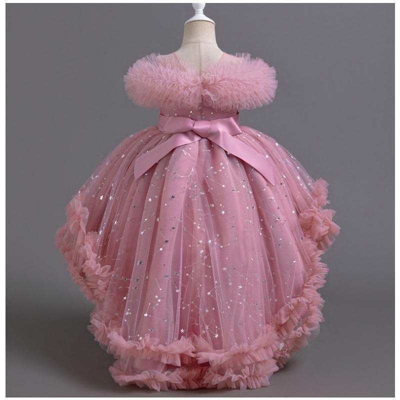 Girls Puffy Princess Dress Flower Girl Wedding Piano Performance Formal Dress
