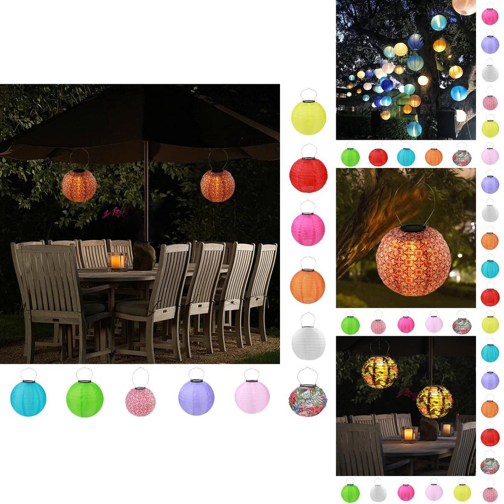 Lanterna de Tecido de Nylon Solar 8" 20cm 10" 25cm 12" 30cm Para Decoração de Jardim