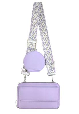 Blue Refrain Smartphone Shoulder Pouch for Women, Cell Phone Bag, Crossbody Wallet, Smartphone Pouch, Long Wallet, Card Case, Coin Case, Geometric