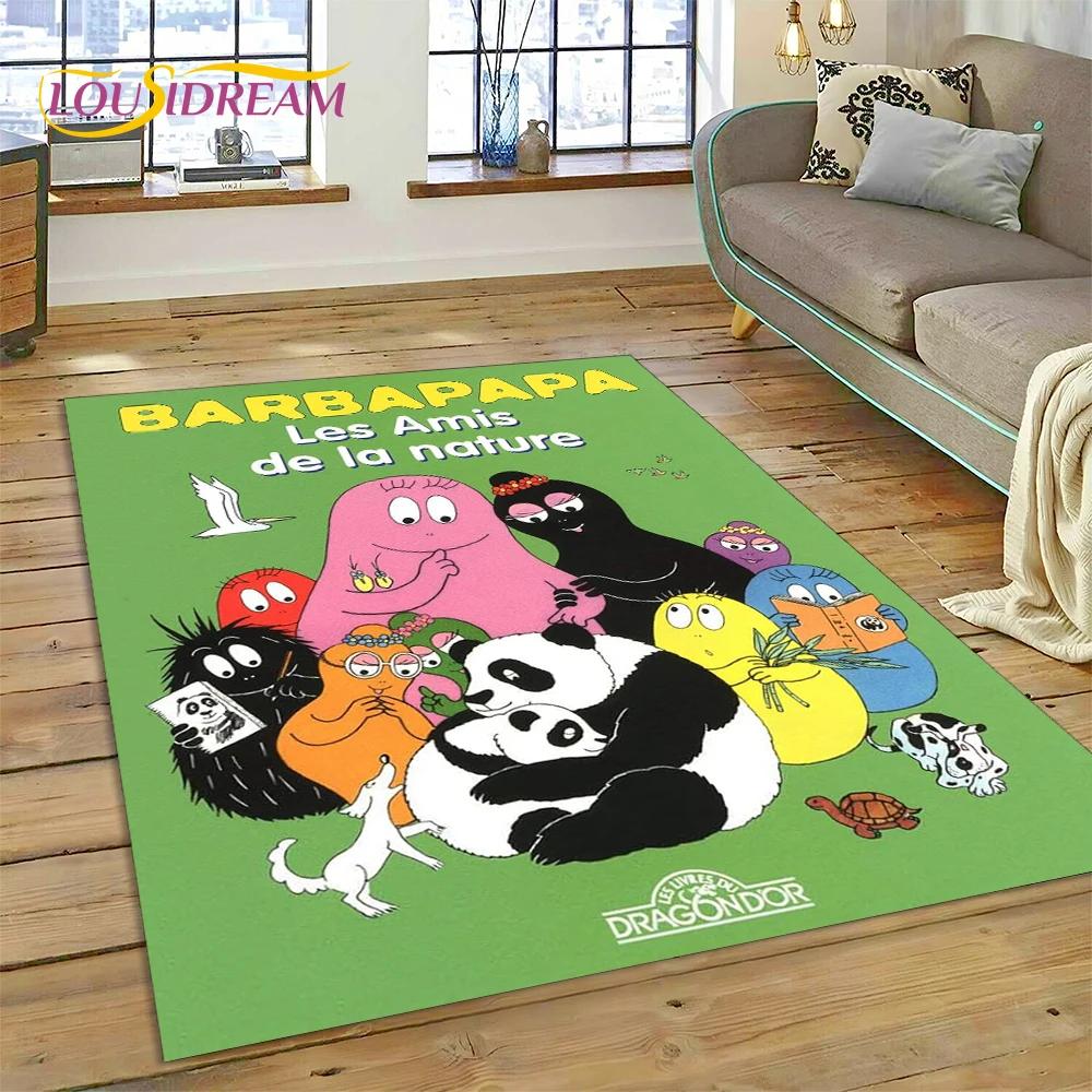

3D-мультфільм Les Barbapapa Family HD Килимок для домашнього декору у вітальні, спальні, килимок для підлоги, нековзка прикраса для дивана, дитячий подарунок 100*120cm