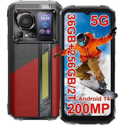 HOTWAV Hyper 7 Pro 5G Telefoon Draagbaar Onbreekbaar 36GB+256GB 6,6" FHD+ 10800mAh 200MP Smartphone Onbreekbaar IP68/NFC/GPS Rood