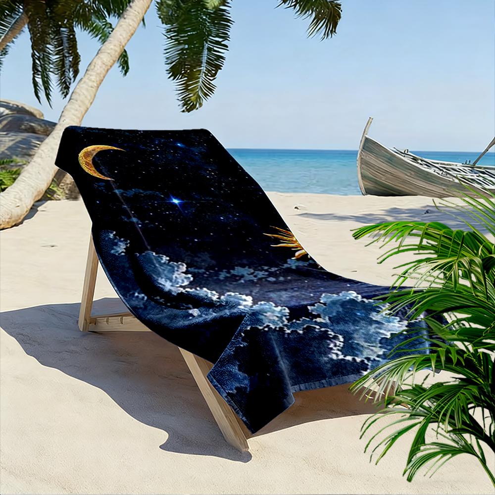 Sun and Moon Cosmic Night Sky Design Beach towel quick-drying for travel outdoor sports jogging beach and swimming