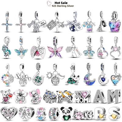 Letter Luminous Firefly Charms Copper Butterfly Dog Paw Pink Beads Fits Bracelet Necklace Diy Jewelry