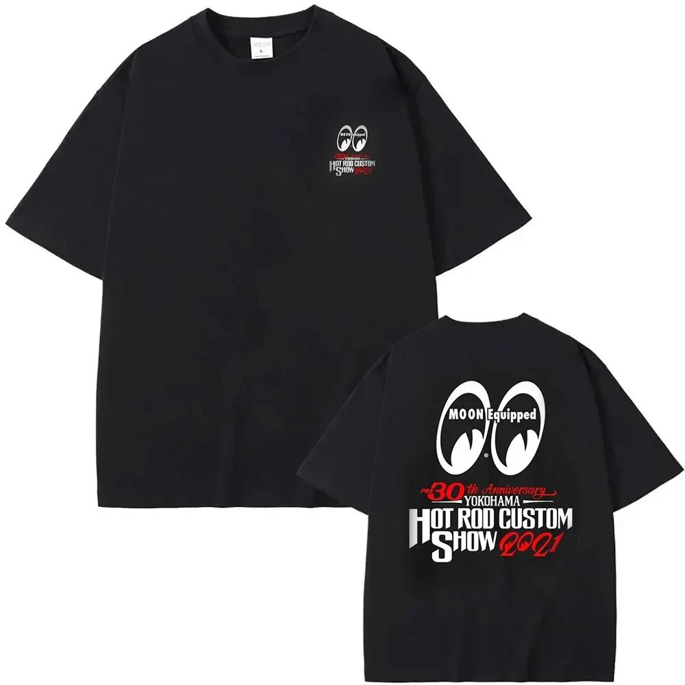 Hot American Tuner Car Culture Mooneyes Moon Graphic Print T-shirt Men Women High-street Hip Hop Harajuku Fashion Casual Oversized Top Summer New Tee