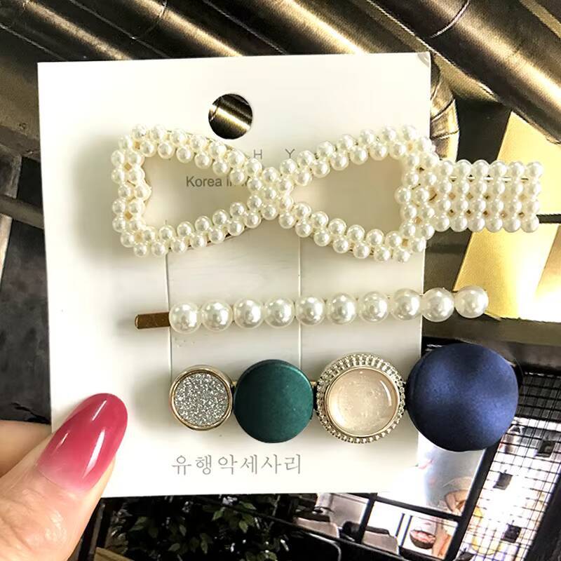 1Set Women Girls Elegant Pearls Hair Clips Sweet Headwear Hair Ornament Hairpins Barrettes Hairgrip Hair Accessories