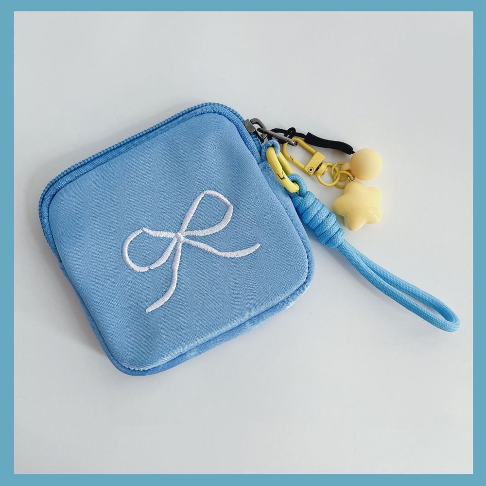 Portable Cute Zero Wallet Bowknot Cosmetic Bag Multifunctional Sanitary Napkin Storage Bag  Women