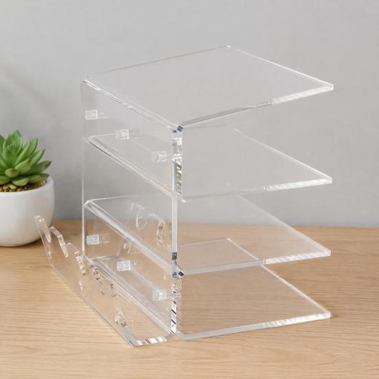 Computer Peripherals Organizer 3-Tier Keyboard Display Stand, Ergonomic Tilt Acrylic Storage Organizer, Shelf Space Saving Holder for Mechanical