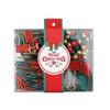Christmas Gift Set: Red, Green & Gold Binder Clips, Paper Clips & Thumbtacks in Four-Grid Box