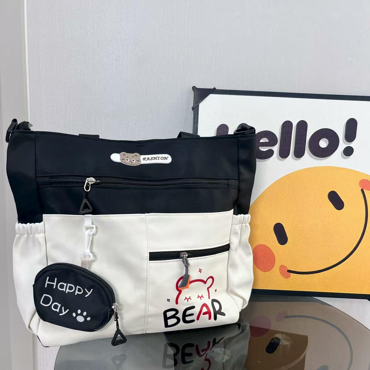 

Autumn Student Large Capacity Multi-Pocket Crossbody Tote Bag 41cm x 10cm x 33cm чорний